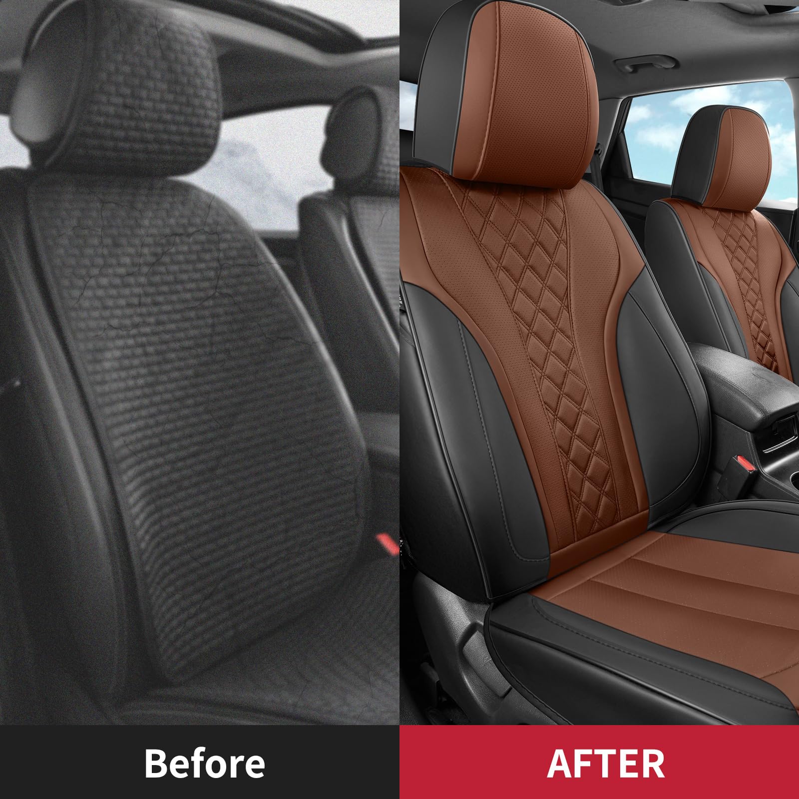 FREESOO Leather Car Seat Covers - Premium Waterproof Faux